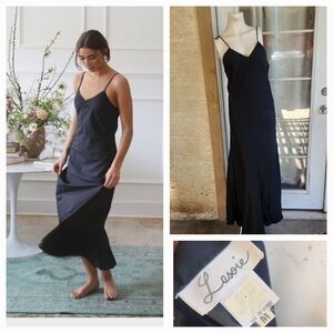 Vintage Lasoie 100% Silk‎ Slip Dress. Long 60" Side Slip